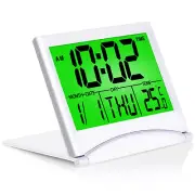 Betus Digital Travel Alarm Clock - Foldable Calendar Battery Operated (Silver)