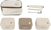 Omabeta Stainless Steel Lunch Box Set with 3PCS 600ml Lunch Box and Chopsticks Spoon Cutlery Storage Bag, Insulated Lunch Container for Office School Outdoors
