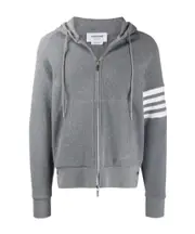 4-Bar raglan-sleeve waffle stitch hoodie 1,4 medium gray