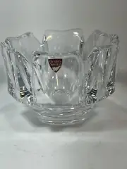 Vintage Orrefors Signed Six Petal Crystal Bowl Brilliant Glass Lars Hellsten