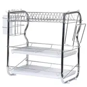3 Tier Dish Drying Rack Kitchen Plate Cup Holder Rack Cutlery Drainer Tray Rack