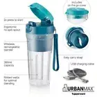 Tupperware Blender Urbanmax Wireless Rechargable Portable Blender 350ml Blue NEW