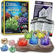 National Geographic Mega Crystal Growing Kit for Kids- Grow 6 Crystals with Light-Up Stand, Science Gifts for Kids 8-12, Crystal Making Experiment, Science Kit for Girls and Boys