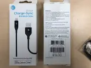 AT&T iPhone 9 Inch MFI- Certified Lightning Braided Charge & Sync Cable in Black