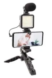Helix Vlogger Pro Portable Studio Kit Phone Mic, Stand, Light, Remote All In One