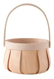 New Small Round Natural Woodchip Wooden Decorative Storage Basket with Handle