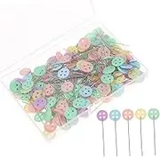 KONTONTY 200pcs Flat Button Head Pins for DIY Sewing Crafts and Durable Sewing Pins for Marking and Decorating Projects Straight Head for Easy Visibility and Use