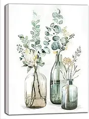 LOITTAINUE Paint by Numbers Adult Flower DIY Oil Painting Canvas Set with 3 Brushes and Acrylic Pigment for Women Home Decoration Birthday Christmas Gift - 40 x 50 cm Without Frame (Flowers)