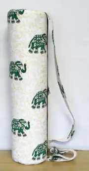 Yoga Mat Carry Bag Elephant Hand Block Printed Multi Gym Bag With Shoulder Strap