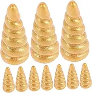 COSMEVIVI 10pcs DIY Unicorn Horn Resin Accessories for Hair Decorations Easter Embellishments Golden Sparkly Headband Set