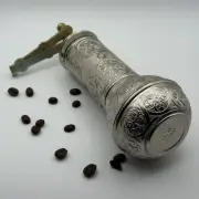 7" Handmade Manual Grinder Mill for Coffee Beans, Salt, Pepper & Spices (Silver)