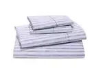 Sky Bedding Collection Watercolor Stripe Percale Queen King Sheet Set Gray