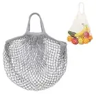 1-Pack Reusable Washable Mesh Net String Grocery Bags [Gray,Short Handle]