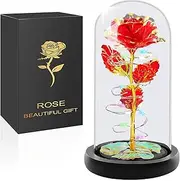 Gifts for Women, Mothers Day Flowers Gifts for Mom from Daughter Son, Valentines, Colorful Rainbow Light Up Rose in A Glass Dome Mom Birthday Presents for Her Wife Grandma (Red)