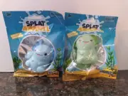 2 NEW Keycraft SPLAT AXOLOTLS stretchy squishy fidget toys blue & green