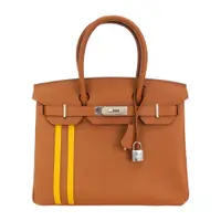 在飛比找PChome24h購物優惠-HERMES BIRKIN 30CM Togo 牛皮軍官條紋