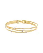Meshmerise 18K Over Silver 0.05 ct. tw. Diamond Goose Bangle Bracelet