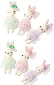 VANZACK 6pcs Cute Plush Rabbit Doll DIY Headband Accessories for Adults Soft Comfortable Bunny Ornaments Light for Craft Projects and Collectibles