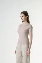 Merinosnug Superfine Merino Scoop Neck Basic Tee, Natural / S