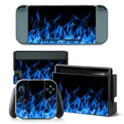 For Nintendo Switch Blue Flame Console & Joy-Con Controller Vinyl Skin Decal