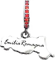 [LES FOLIES DI PAOLA GRIECO] Charm Region Emilia Romagna Italia Souvenir Pendant 925 Silver - Les Folies Fits Pandora Sterling Silver Cubic Zirconia, Sterling Silver, Cubic Zirconia