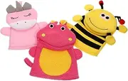 Homoyoyo 3Pcs Bath Sponge Gloves Soft Bathing Mitts for Boy Girl for Daily Bathing Gentle Skin Random Styles for Newborns Boy Girl