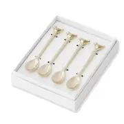 4pc Pilbeam Living Birds Tableware Cutlery Cocktail Party Spoons Set Brass