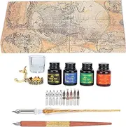 Calligraphy Pen Set, Calligraphy Set for Beginners Handcrafted Glass Dip Pen, Dip Pen Set Fountain Pen Set Retro Gift Metallic Type Caligraphy Home