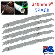 5PCS/Set 240mm/9'' 5TPI HCS Reciprocating Saw Blades Wood Sabre Pruning Cutting