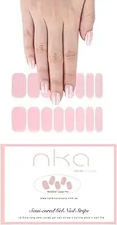 NKA Semi Cured Gel Nail Polish Strip -16 Double Ended Long Strips Stickers - UV LAMP Curing Gel Nail Polish Wrap - Glazed Pink