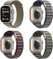 4 Pack Sport Bands Compatible with Apple Watch Ultra 42mm 44mm 45mm 49mm, Replacement Bands for Apple Watch with Titanium G-Hook Braided Bands for IWatch Series 9/8/7/6/5/4/3/2/1/SE