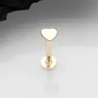 14 Karat Gold Flat Heart Top Threadless Push-In Flat Back Stud Labret
