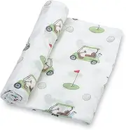 LollyBanks Swaddle Blanket | 100% Muslin Cotton | Gender Neutral Newborn and Baby Nursery Essentials for Girls and Boys, Registry | Golf Print