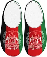 [EdWal] Flag of Afghanistan print Winter Warm Slippers Indoor Anti-skid Plush Slippers Relaxing at Home for Women Men