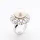 【寶石方塊】天然珍珠套鍊組-925銀飾-高貴優雅-項鍊+戒指