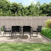 Patio Furniture Sets 7 Piece Garden Dining Set with Cushions Poly Rattan and Steel