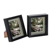 2x 6 x 6 3D Box Frame Photo Picture Deep Display Shadow 4 x 4 Mount Black/Grey