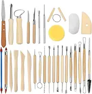 Set of 30 Clay Sculpting Tool Wooden Handle Pottery Carving Tool Set by Blisstime