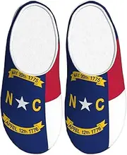 [EdWal] North Carolina state flag print Winter Warm Slippers Indoor Anti-skid Plush Slippers Relaxing at Home for Women Men