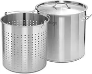 SOGA 33L 18/10 Stainless Steel Stockpot with Perforated Stock Pot Basket Pasta Strainer