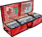 Wrapping Paper Storage Container 102.9×35.5×15.2cm Gift Wrap Organizer Waterproof Christmas Wrapping Paper Storage Bag Foldable Gift Wrap Organizer for Wrapping Paper Gift Bag (Red)