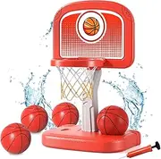 KuKuFun Pool Basketball Hoop Toys with 4 Balls, Swimming Pool Basketball Game for Kids Adults, Basketball Hoop Poolside Summer Water Games Toys Gifts for 3 4 5 6 7 8 Year Old Boys, Indoor Outdoor Toys