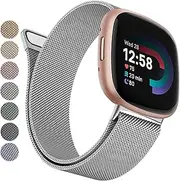 Metal Band for Fitbit Versa 4 Bands/Fitbit Sense 2 Bands for Women Men, Stainless Steel Magnetic Wristband Mesh Bracelet Replacement Strap for Fitbit Versa 4/Sense 2