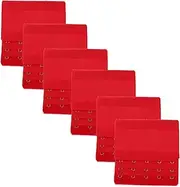 [CALLARON] 6pcs Bra Extension Buckle: Bustiers Extender 5-hook 3-rows Bra Extenders Elastic Underwear Extension Straps Supplies For Women Lady Shapewear Red
