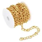 16Ft Curb Chain, Twisted Cuban Link Chain with Spool 11 x 8 x 1.85mm, Golden