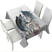 Native American Wolf Painting Tablecloth