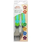 Heinz Baby Basics Spoon and Fork Set 12m+ Green and Blue