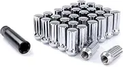 DCVAMOUS 32 PC 9/16"-18 Lug Nuts Chrome 7-Spline Compatible with Dodge 8 Lug Aftermarket Wheels - 9/16 Lugnuts 2" Tall Cone Seat with Key for 1994-2010 RAM-2500 3500 | 1975-1986 C20 K20 C30 K30 J20