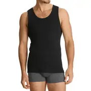 Bonds Black Mens The Original Chesty Ribbed Cotton Plain Singlet Vest Tank Top