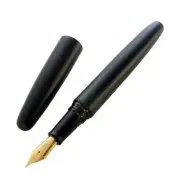 WANCHER Dream Fountain Pen Makoto Ebonite Matte Black Cigar Shape M Gold Plated